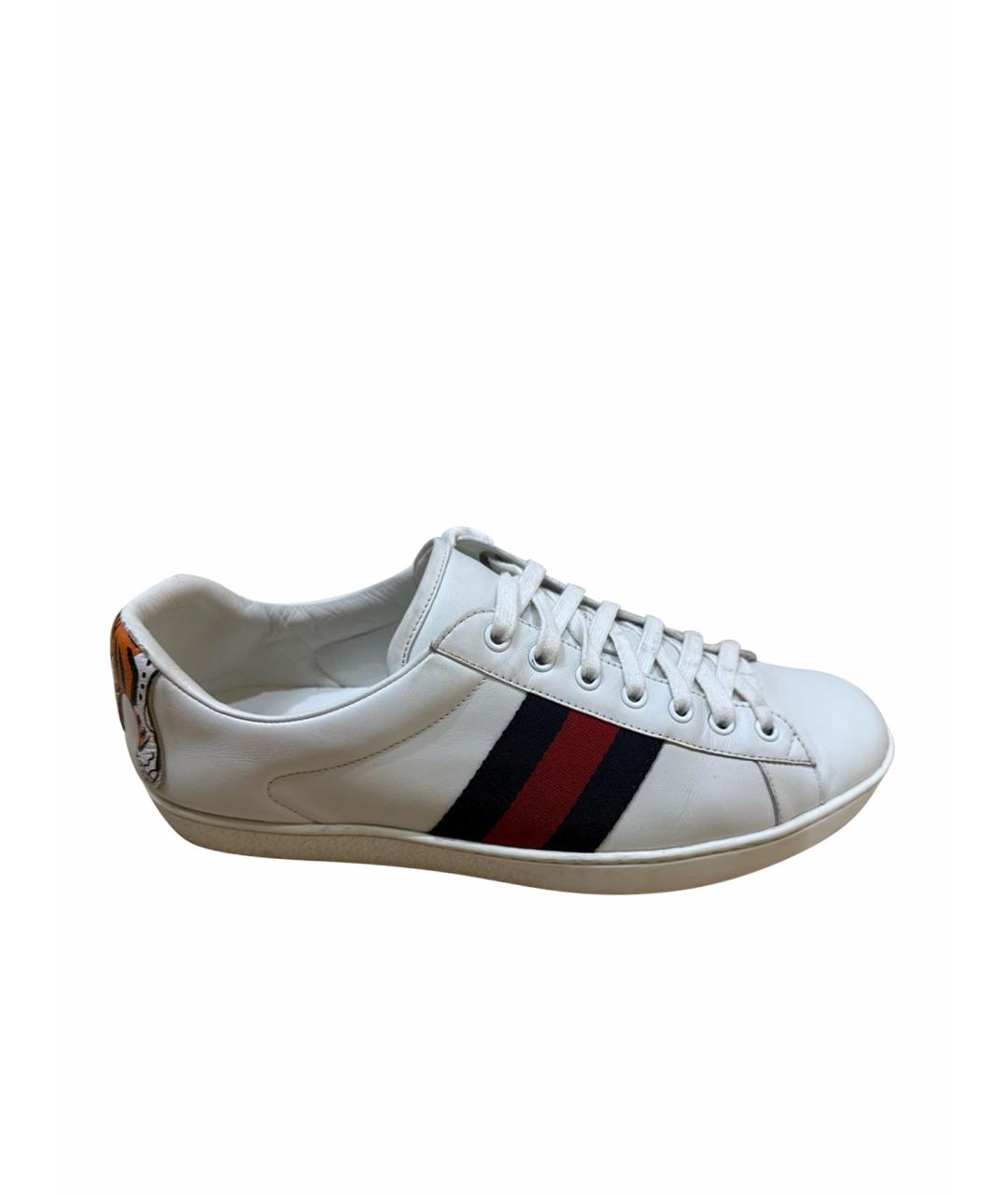 GUCCI Белые кожаные низкие кроссовки / кеды, фото 1