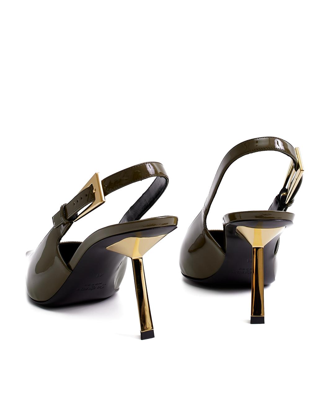 SAINT LAURENT Хаки туфли из лакированной кожи, фото 3