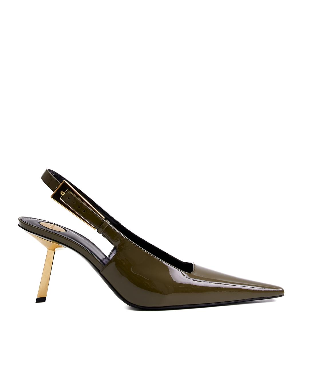 SAINT LAURENT Хаки туфли из лакированной кожи, фото 1