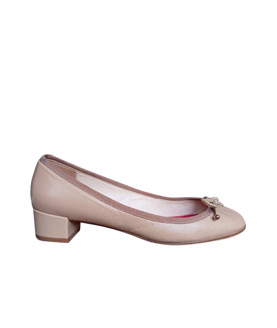 CAROLINA HERRERA Бежевые кожаные балетки, фото 1