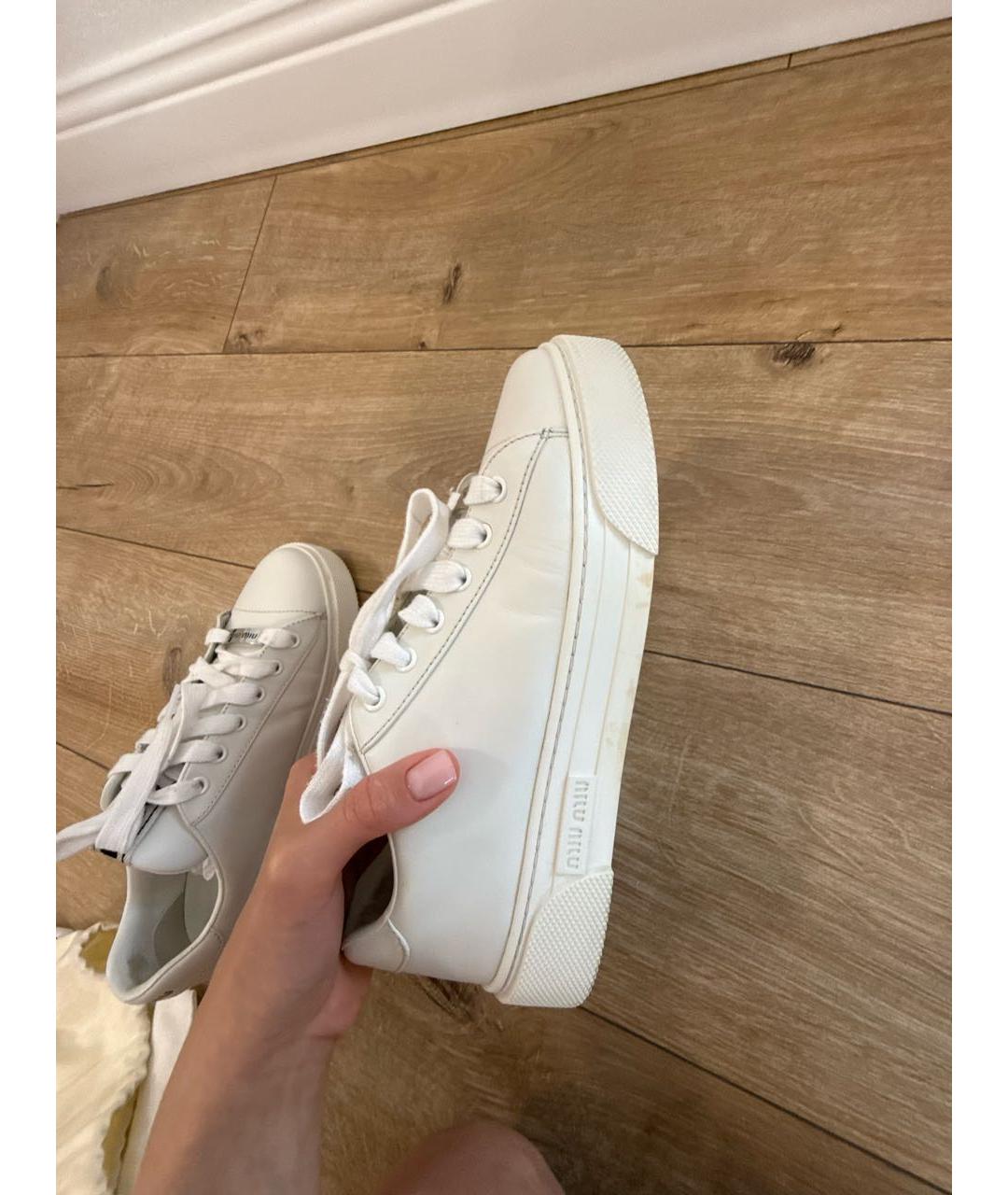 MIU MIU Белые кожаные кеды, фото 8