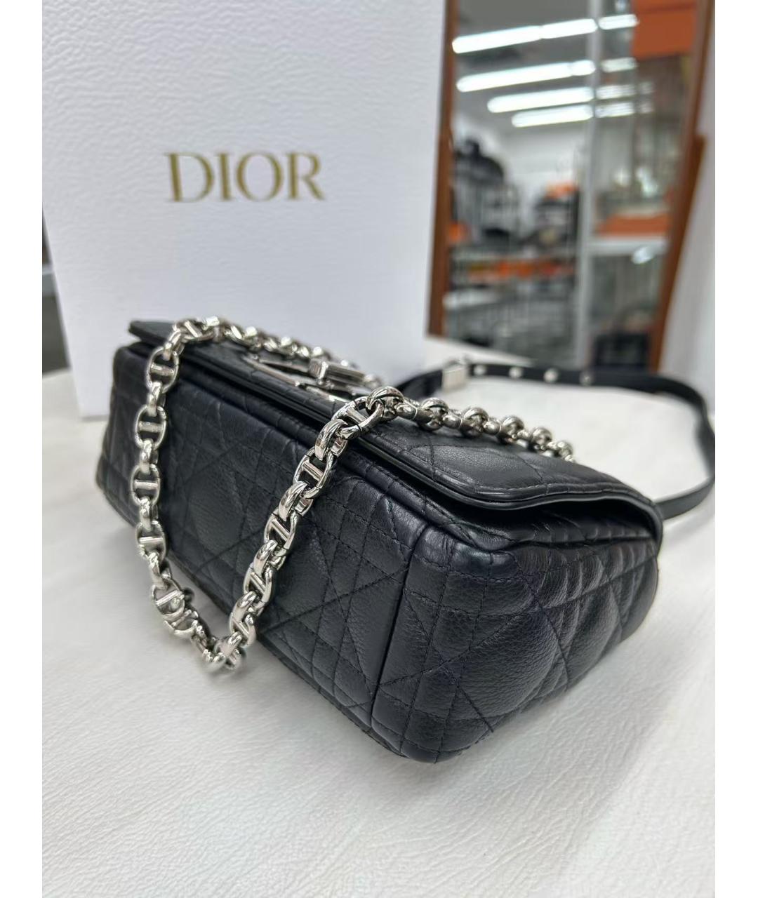CHRISTIAN DIOR Черная кожаная сумка через плечо, фото 6