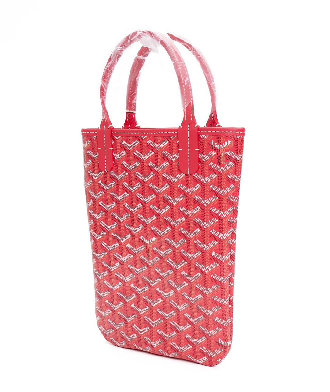 GOYARD Красная кожаная сумка с короткими ручками, фото 2