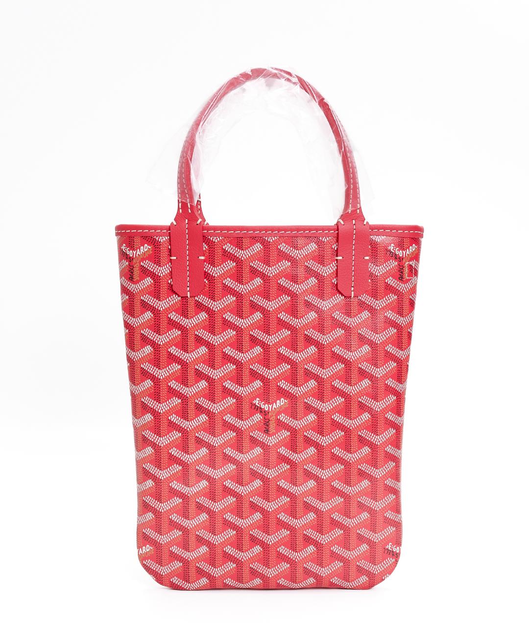 GOYARD Красная кожаная сумка с короткими ручками, фото 1