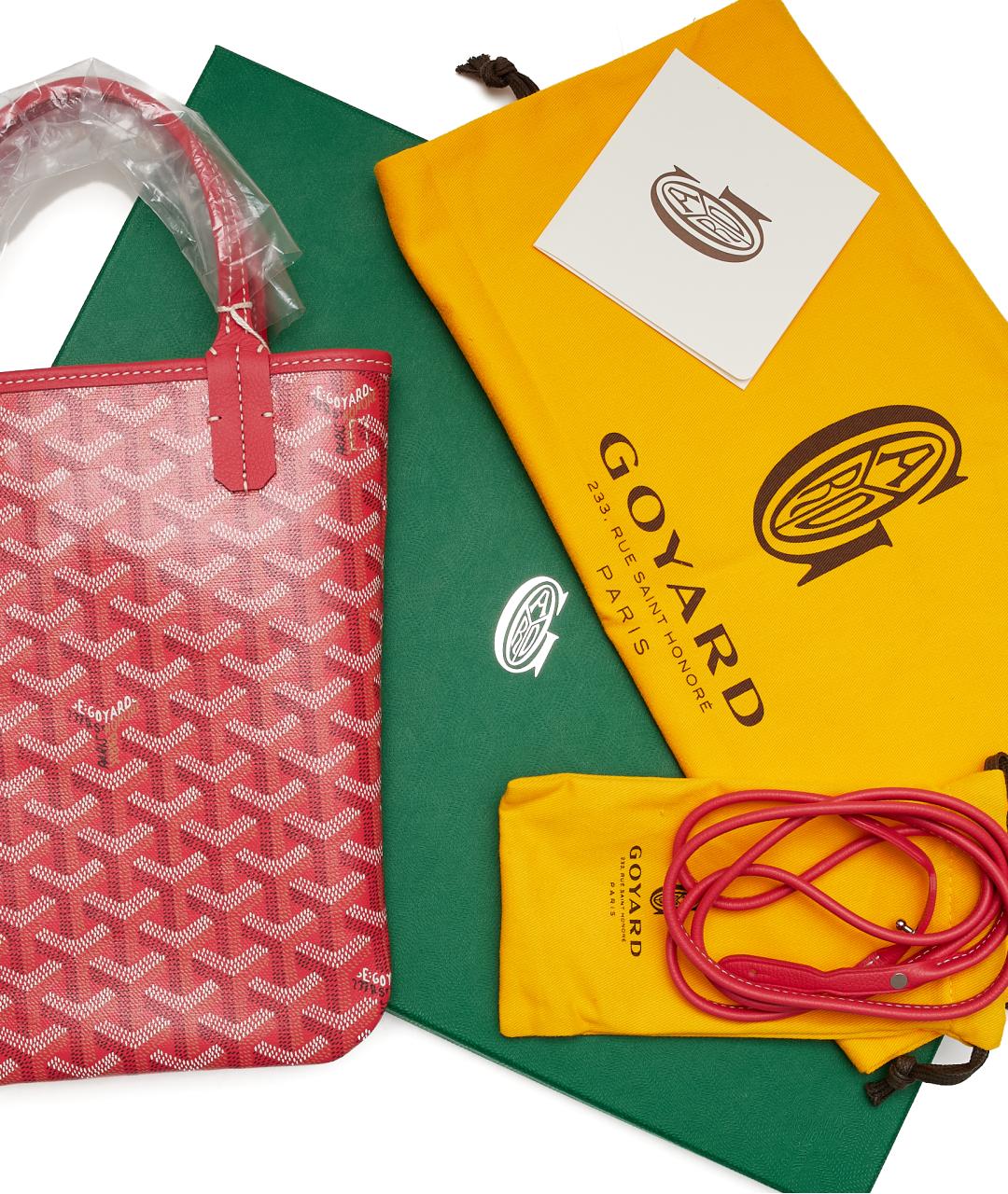 GOYARD Красная кожаная сумка с короткими ручками, фото 6
