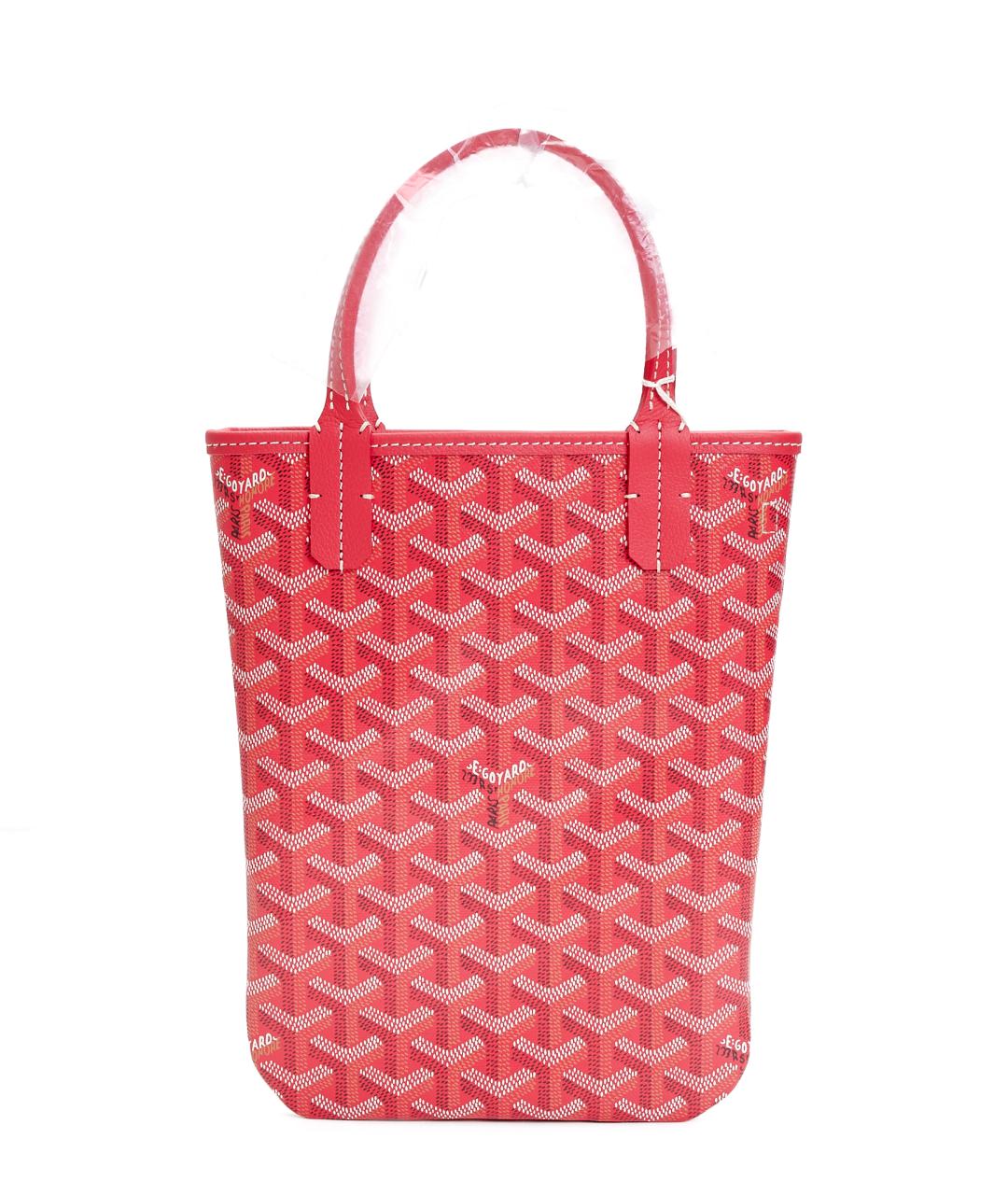 GOYARD Красная кожаная сумка с короткими ручками, фото 3