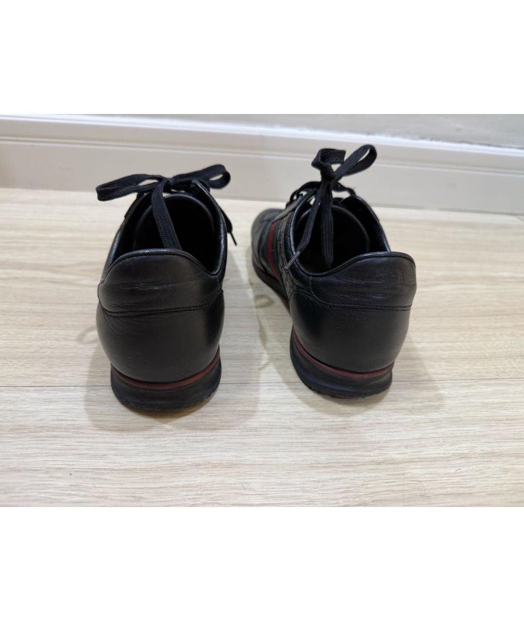 GUCCI Черные кожаные низкие кроссовки / кеды, фото 4
