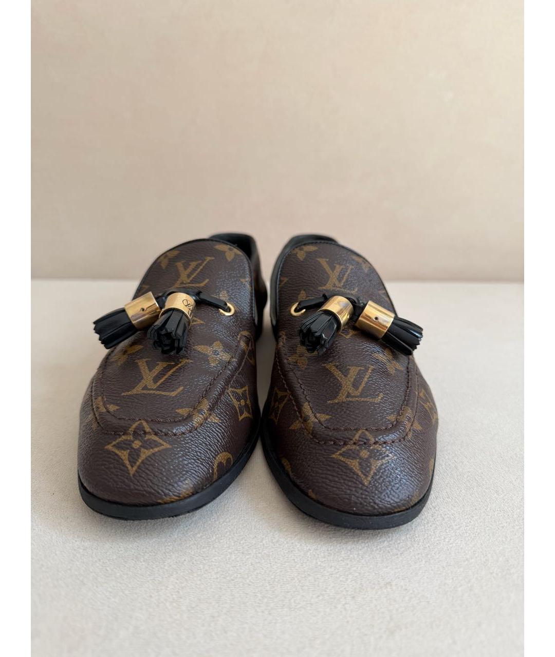 LOUIS VUITTON Коричневые кожаные лоферы, фото 2