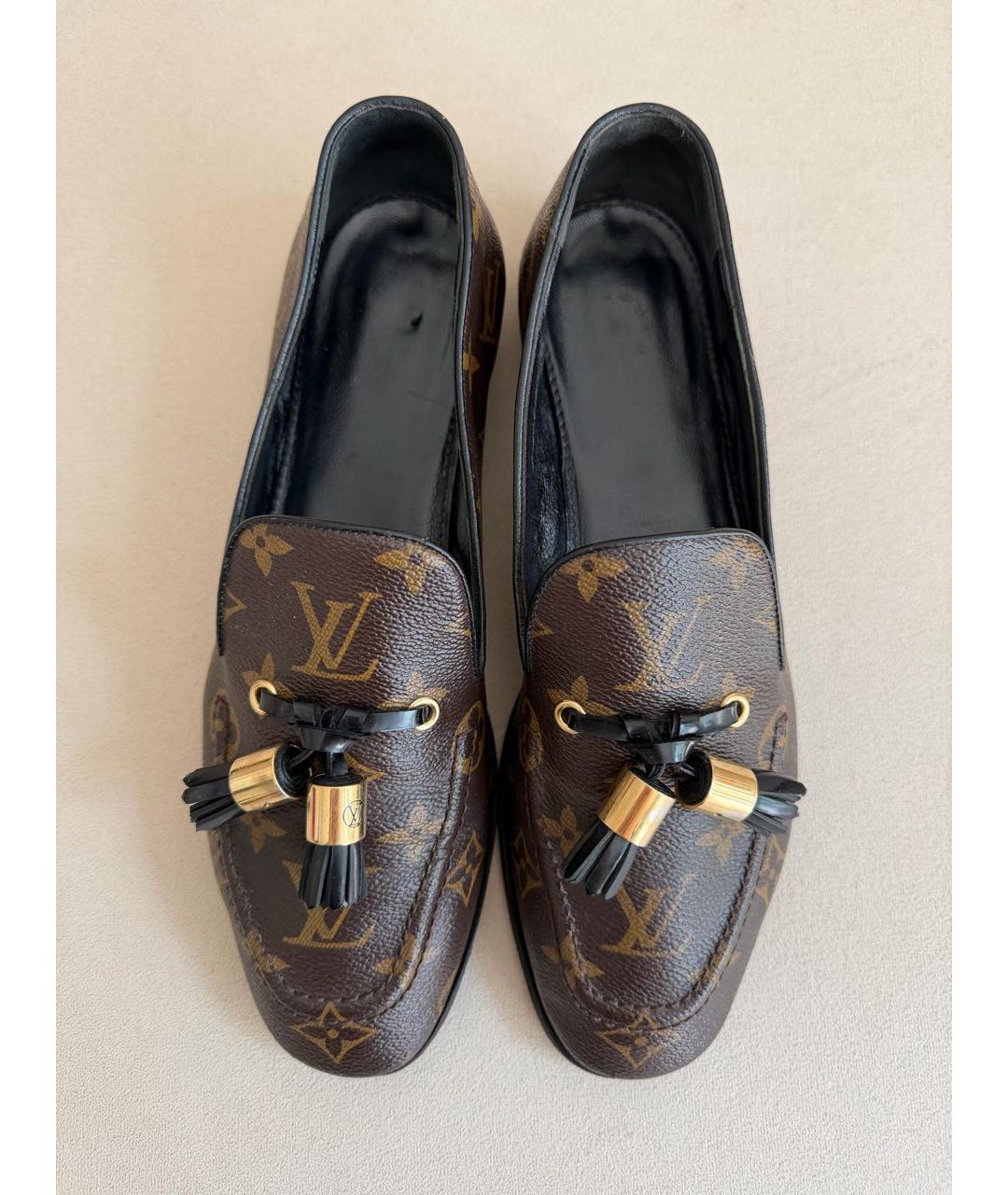 LOUIS VUITTON Коричневые кожаные лоферы, фото 3