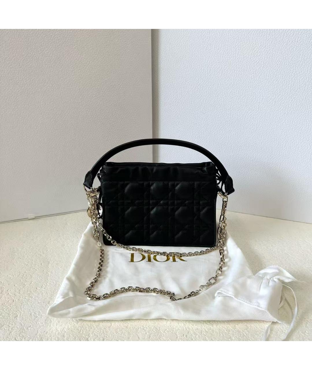CHRISTIAN DIOR Черная кожаная сумка с короткими ручками, фото 2