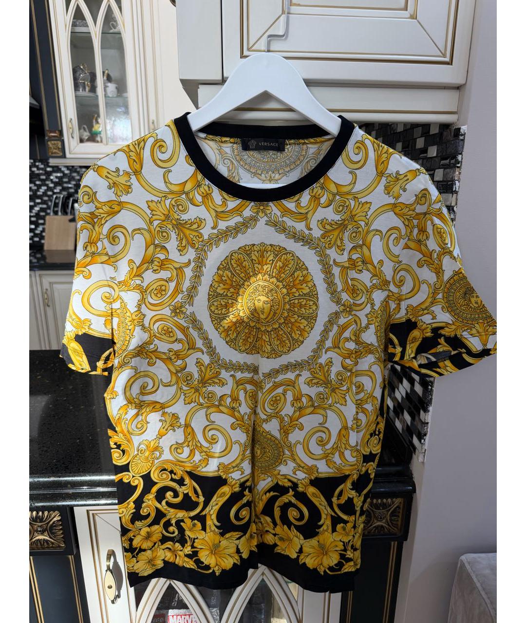 VERSACE Желтая хлопковая футболка, фото 2