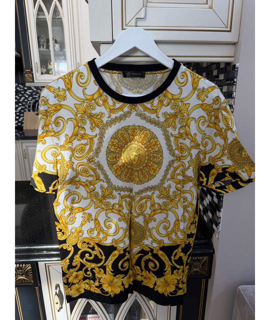 VERSACE Желтая хлопковая футболка, фото 5