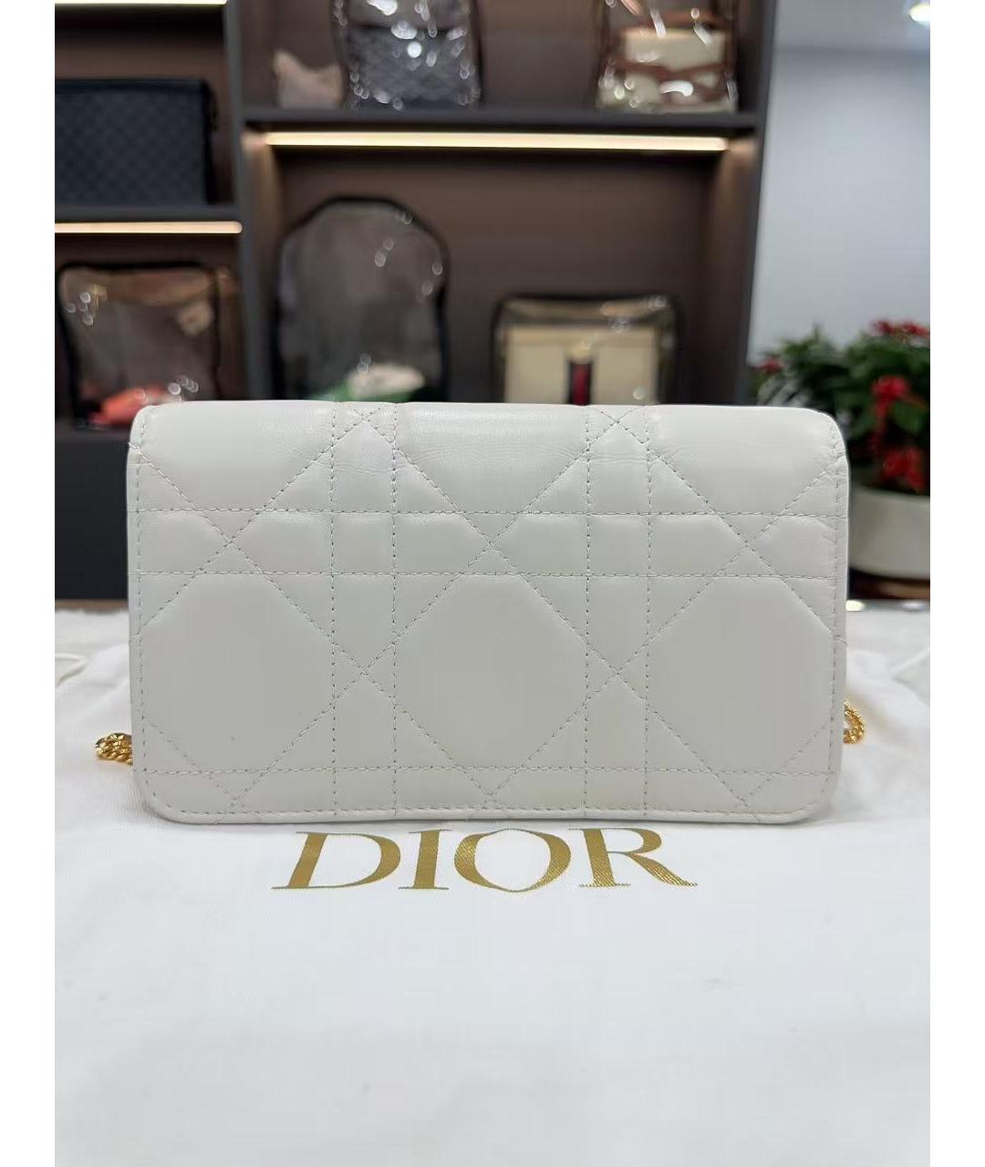 CHRISTIAN DIOR Белая кожаная сумка через плечо, фото 3