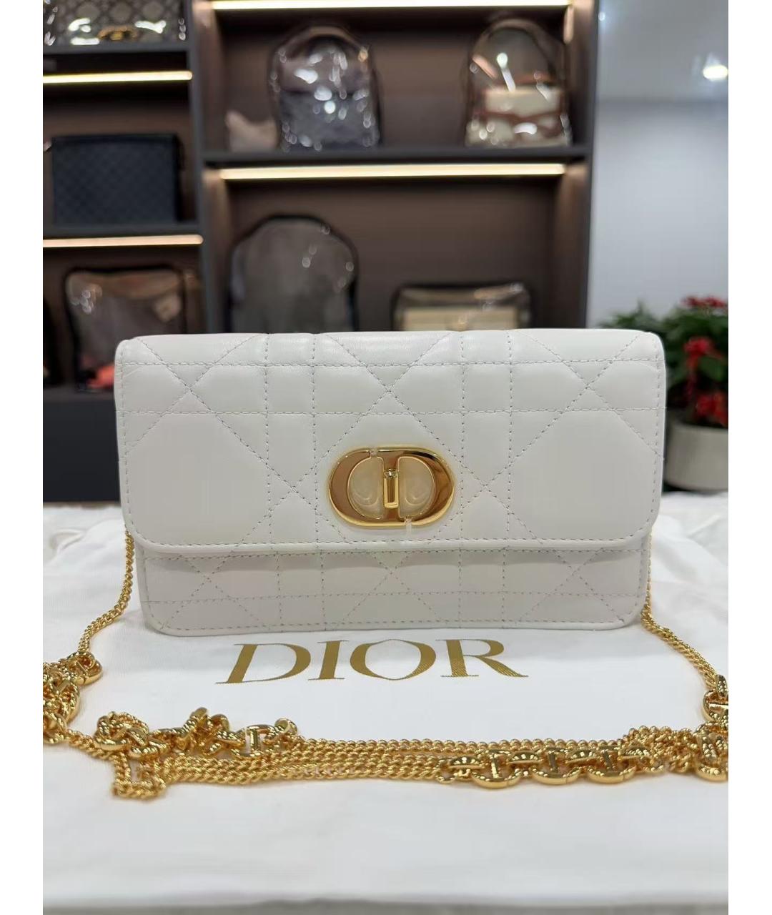 CHRISTIAN DIOR Белая кожаная сумка через плечо, фото 2