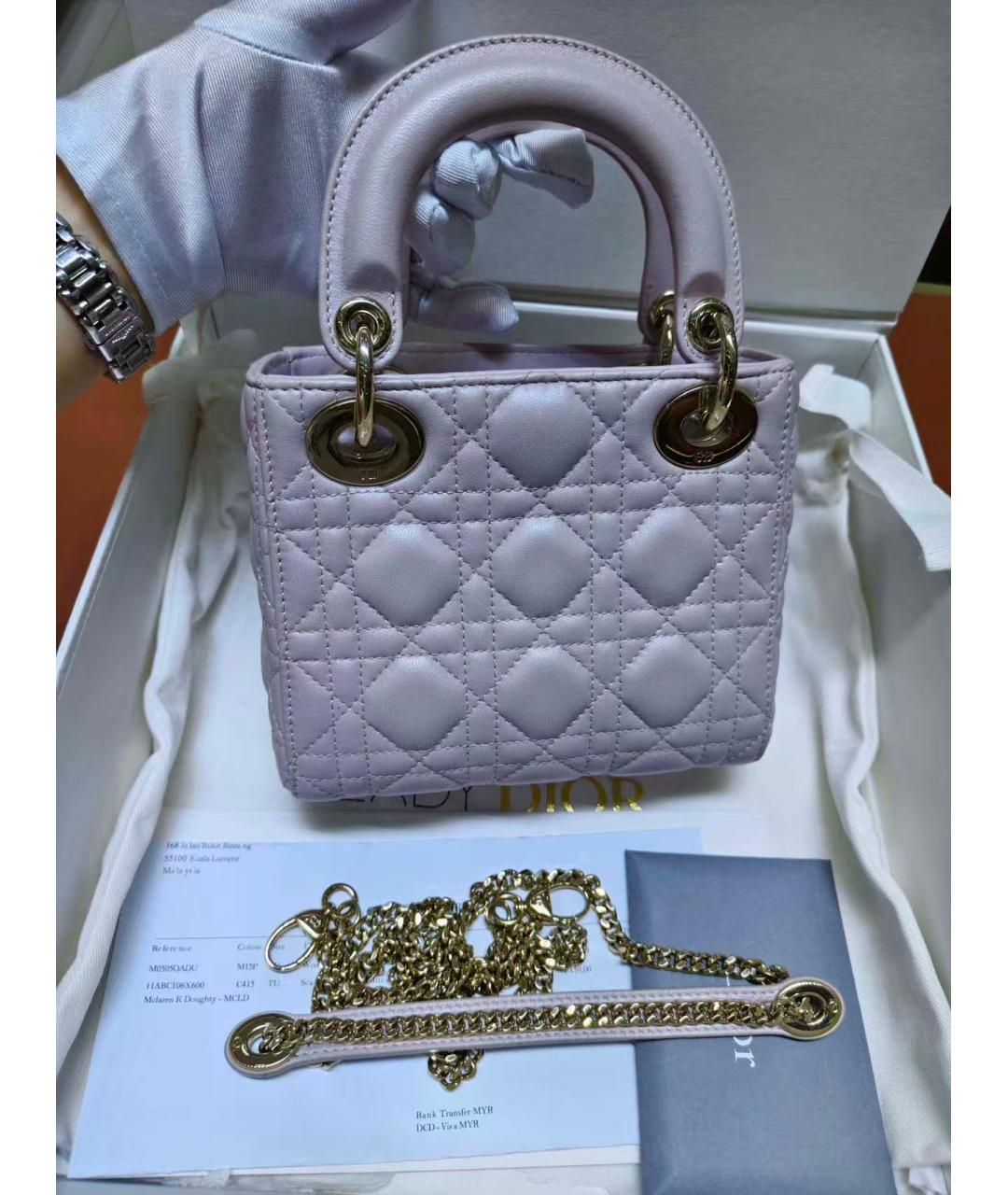 CHRISTIAN DIOR Розовая кожаная сумка с короткими ручками, фото 3