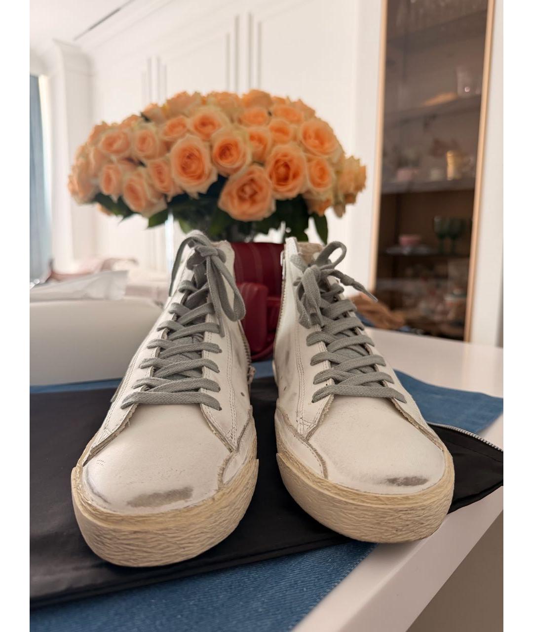 GOLDEN GOOSE Белые кожаные кеды, фото 2