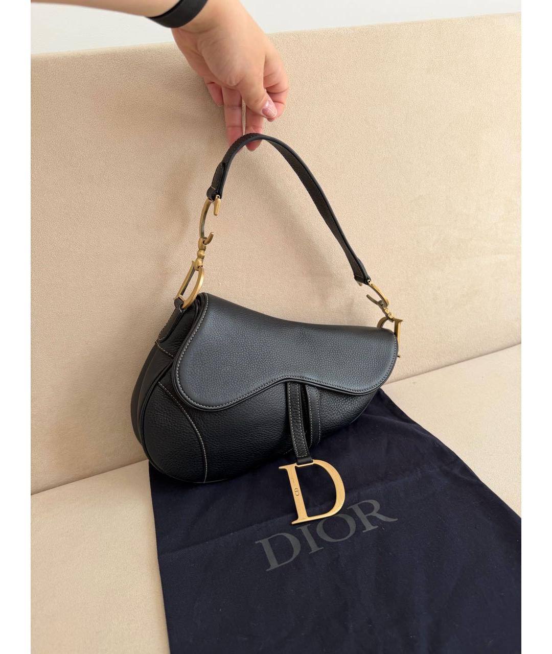 CHRISTIAN DIOR Черная кожаная сумка через плечо, фото 2