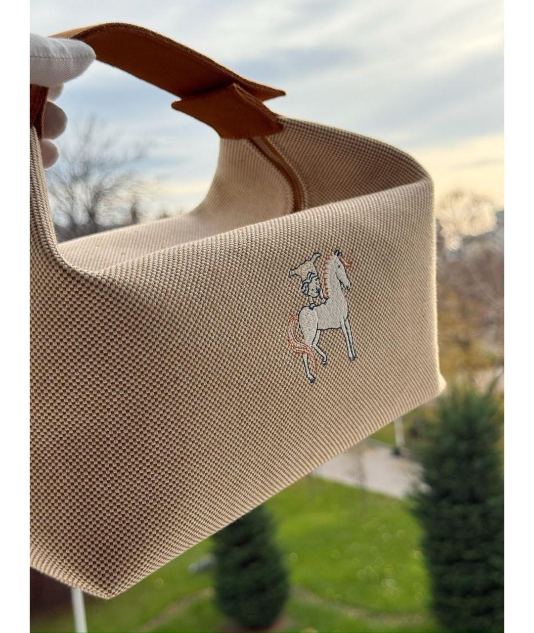 HERMES BEAUTY Бежевая хлопковая косметичка, фото 4