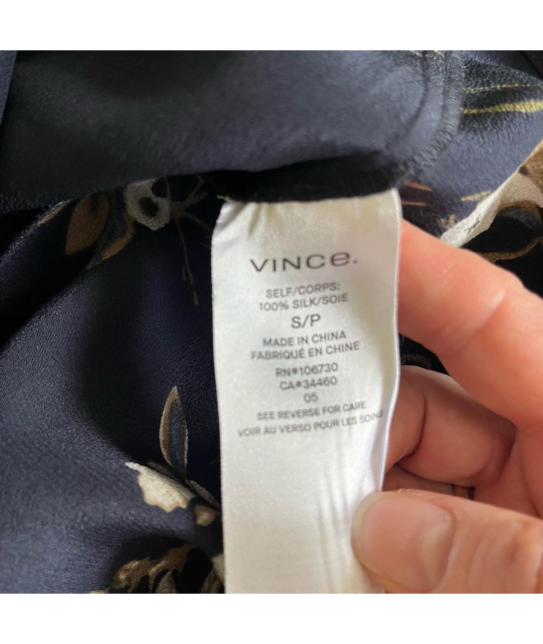 VINCE Темно-синее шелковое повседневное платье, фото 5