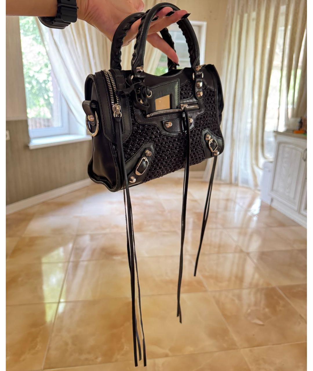 BALENCIAGA Черная кожаная сумка с короткими ручками, фото 2