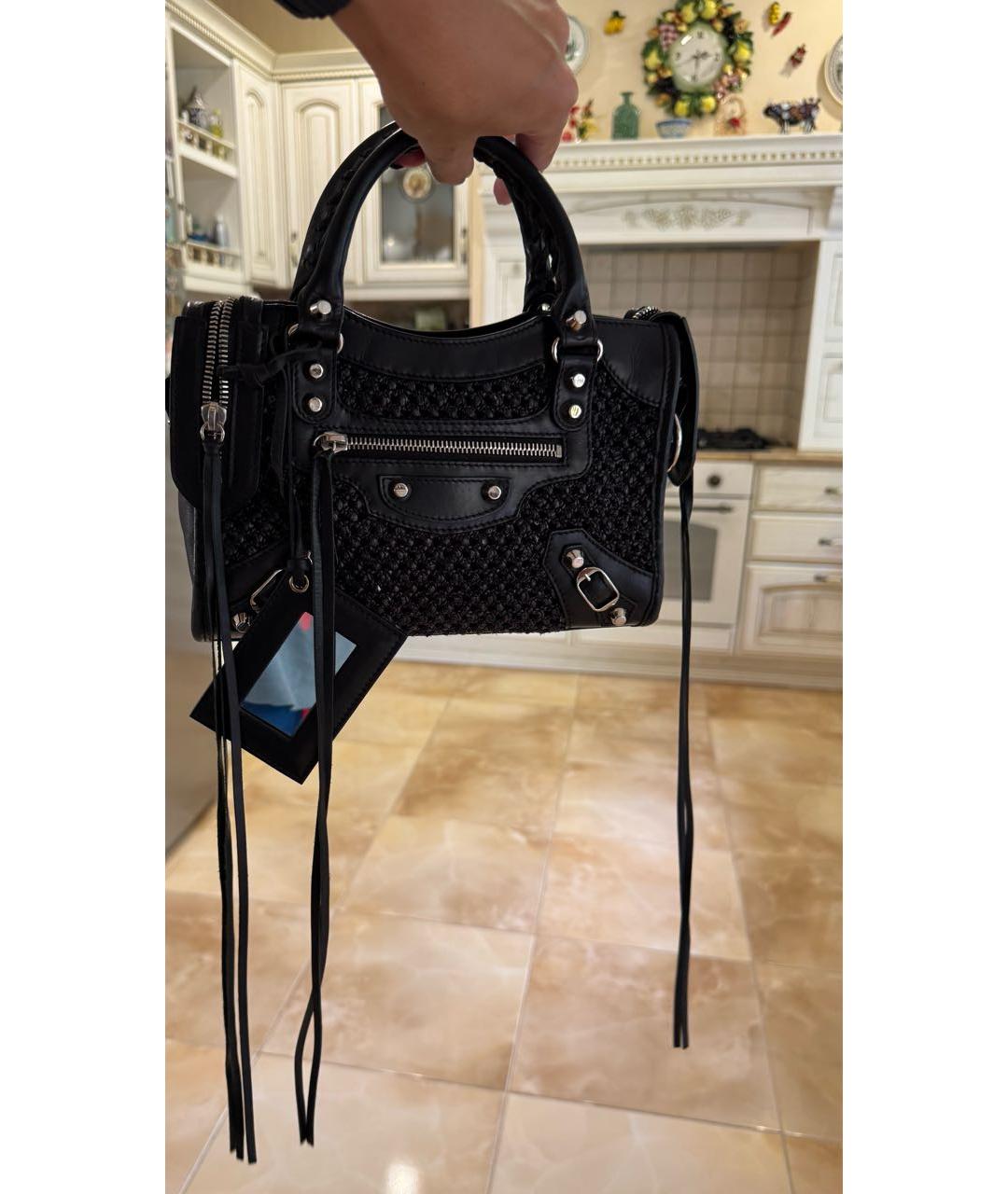 BALENCIAGA Черная кожаная сумка с короткими ручками, фото 7