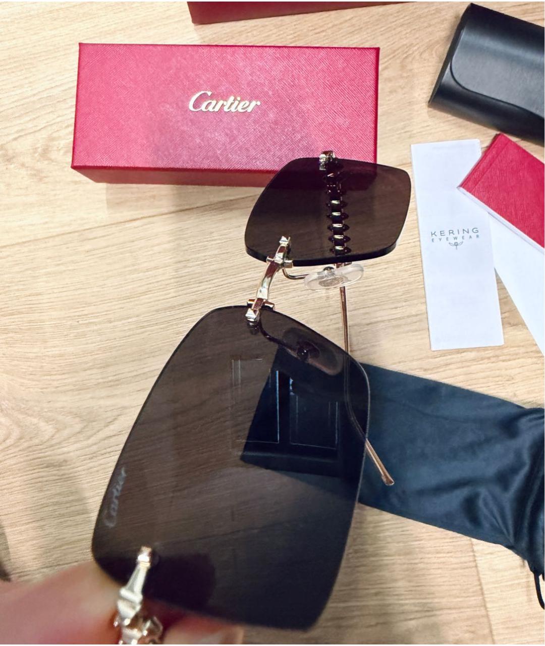 CARTIER Черные металлические солнцезащитные очки, фото 4
