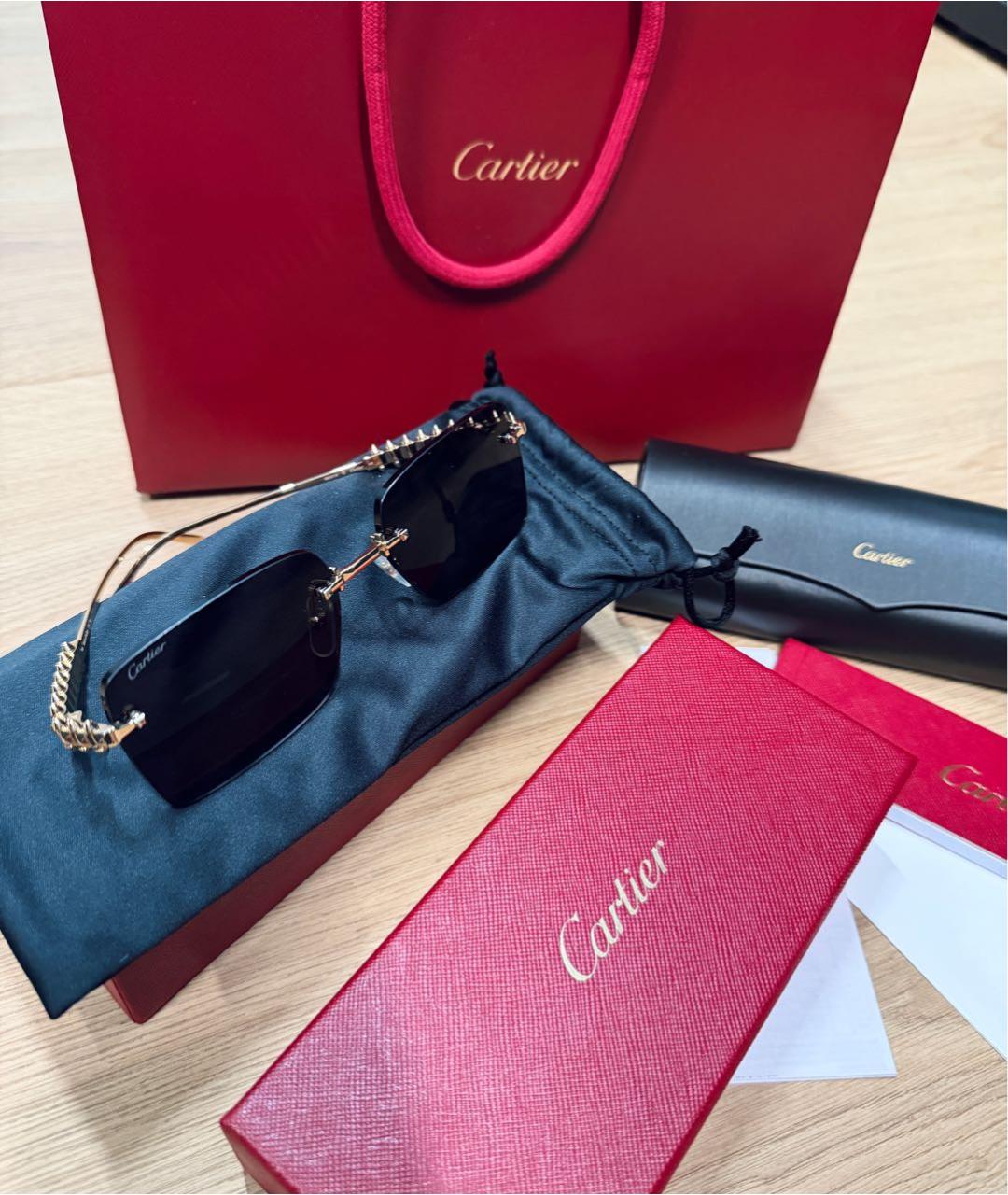 CARTIER Черные металлические солнцезащитные очки, фото 3