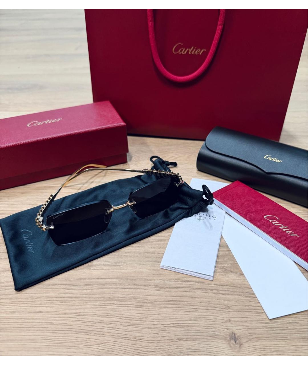 CARTIER Черные металлические солнцезащитные очки, фото 2