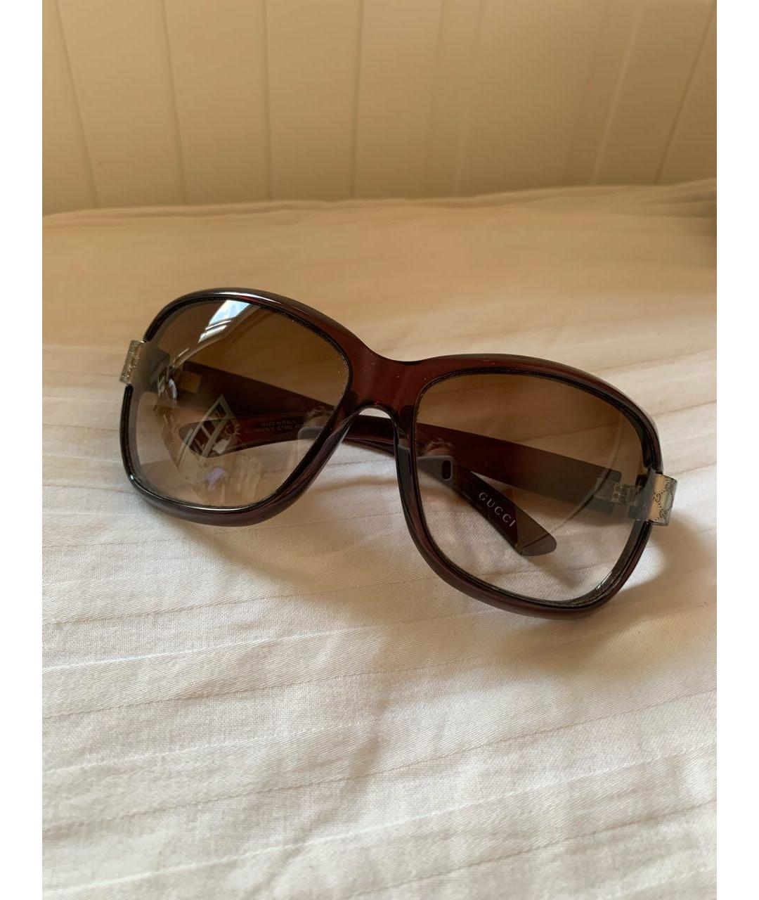 GUCCI Коричневые пластиковые солнцезащитные очки, фото 2