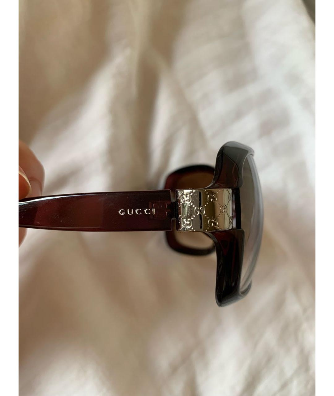GUCCI Коричневые пластиковые солнцезащитные очки, фото 6