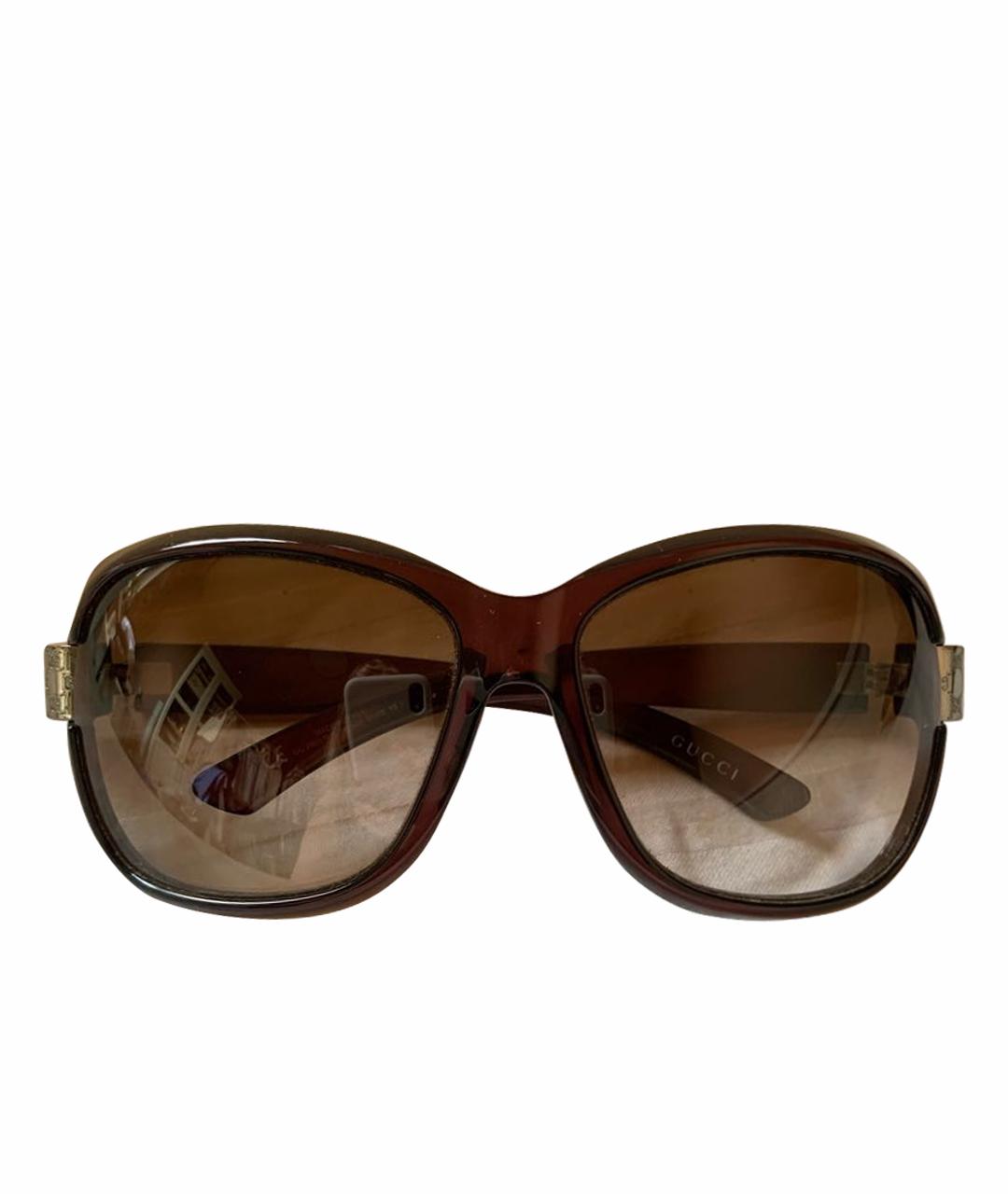 GUCCI Коричневые пластиковые солнцезащитные очки, фото 1