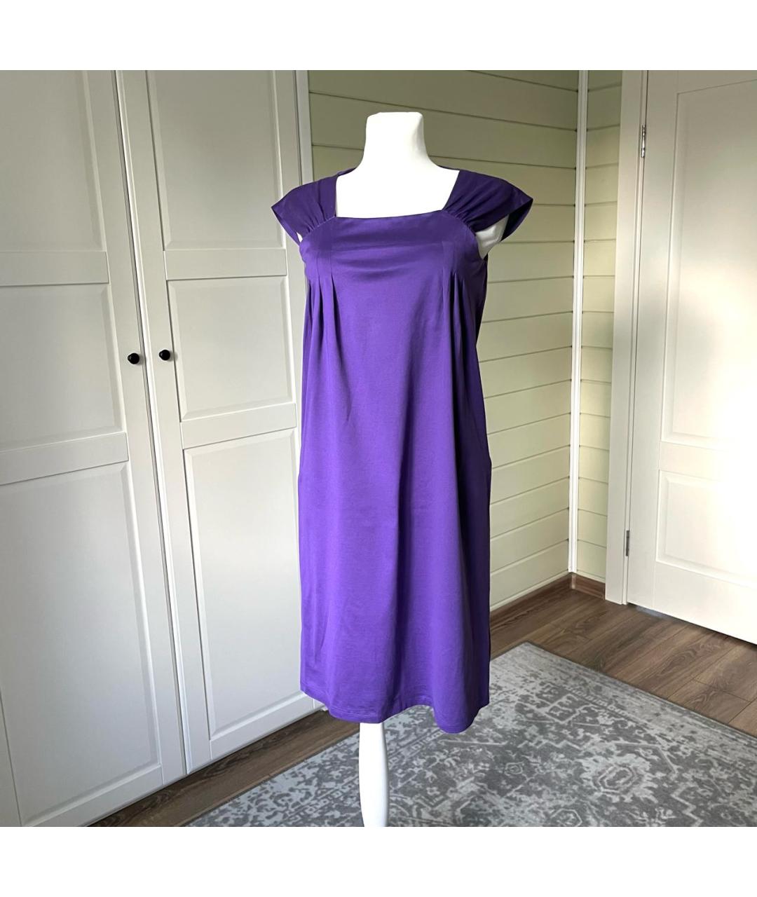 WEEKEND MAX MARA Фиолетовый хлопко-эластановый сарафан, фото 2