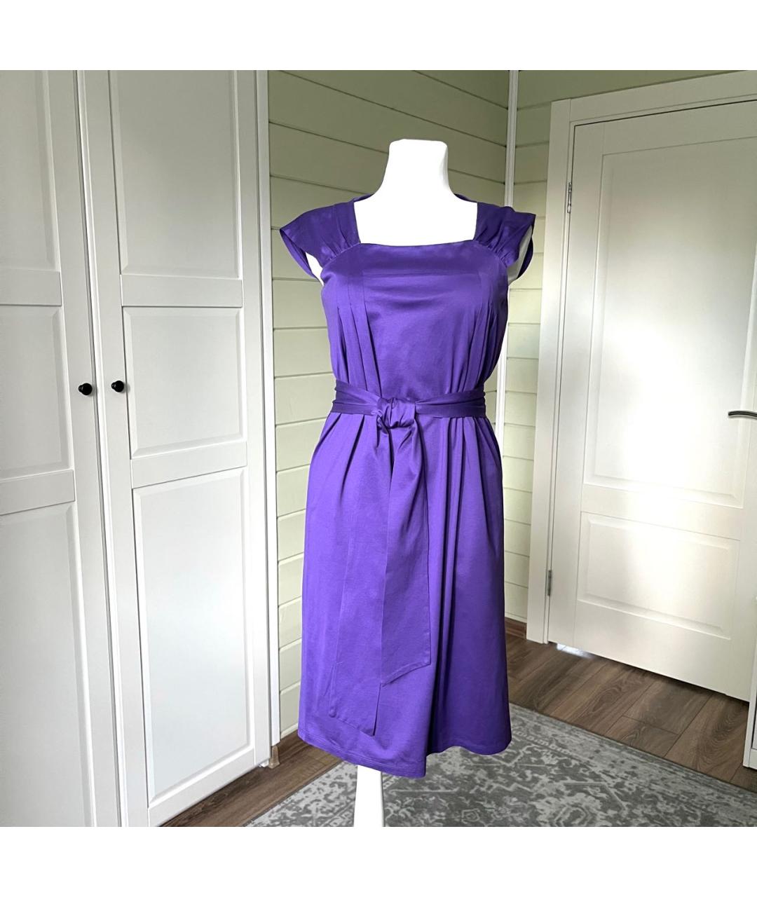 WEEKEND MAX MARA Фиолетовый хлопко-эластановый сарафан, фото 9