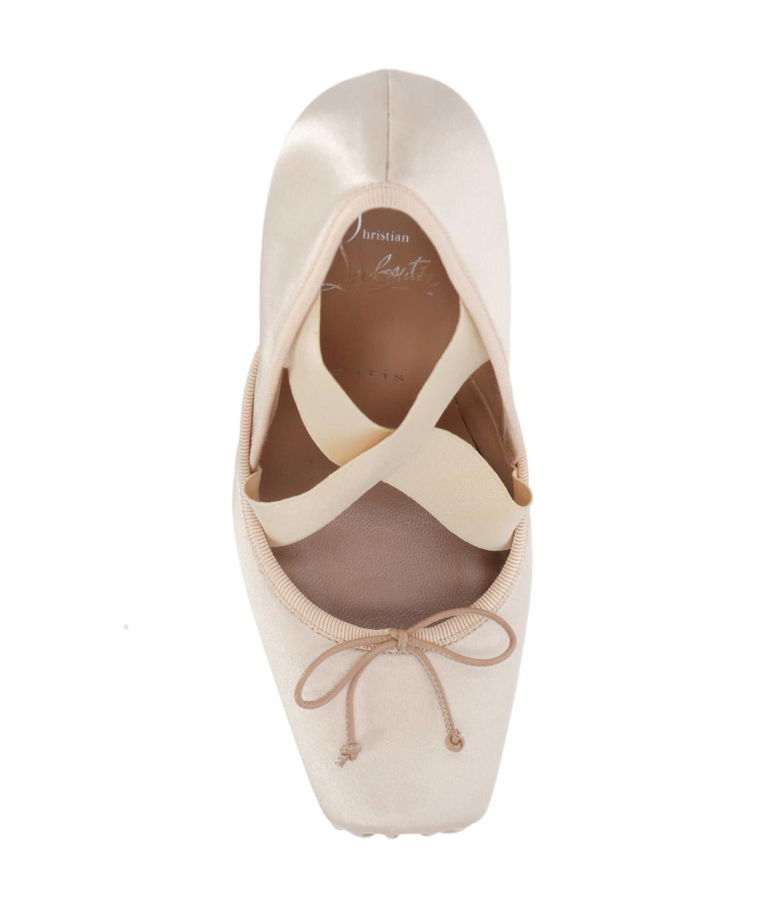 CHRISTIAN LOUBOUTIN Бежевые текстильные туфли, фото 4