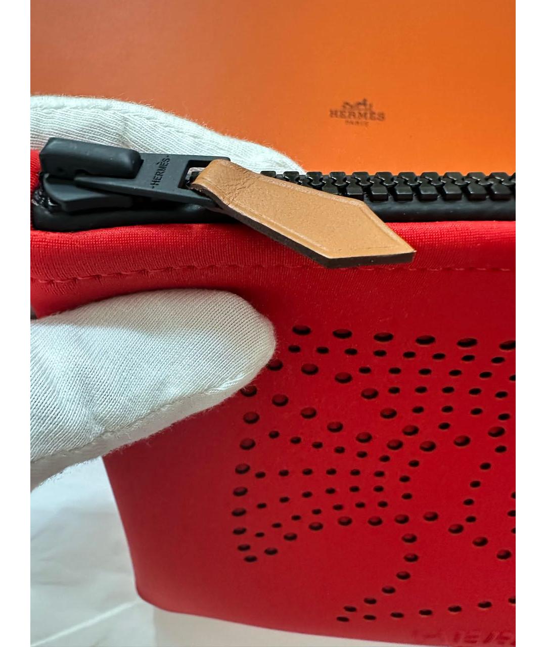HERMES Красная синтетическая косметичка, фото 4