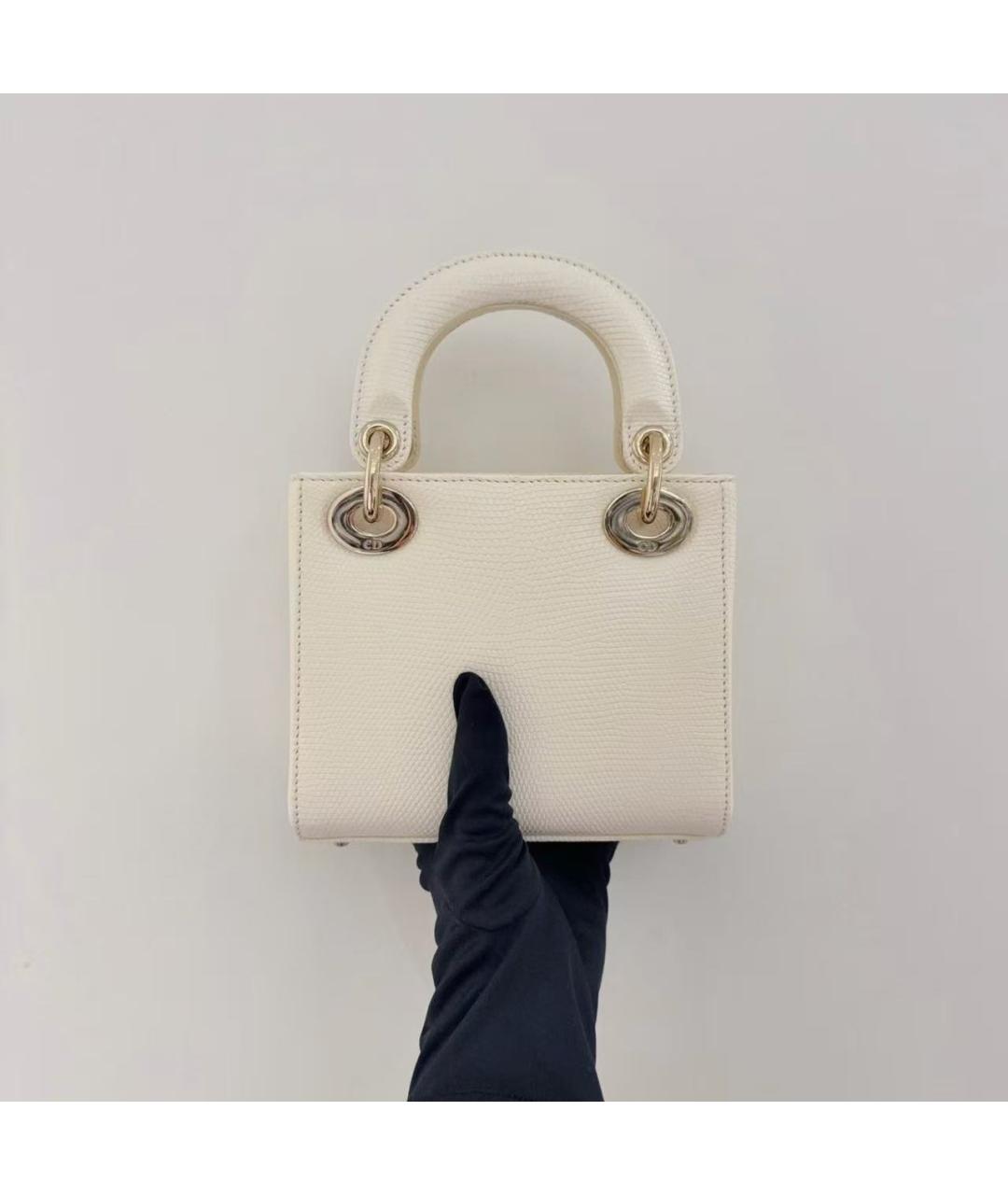 CHRISTIAN DIOR Белая кожаная сумка через плечо, фото 3