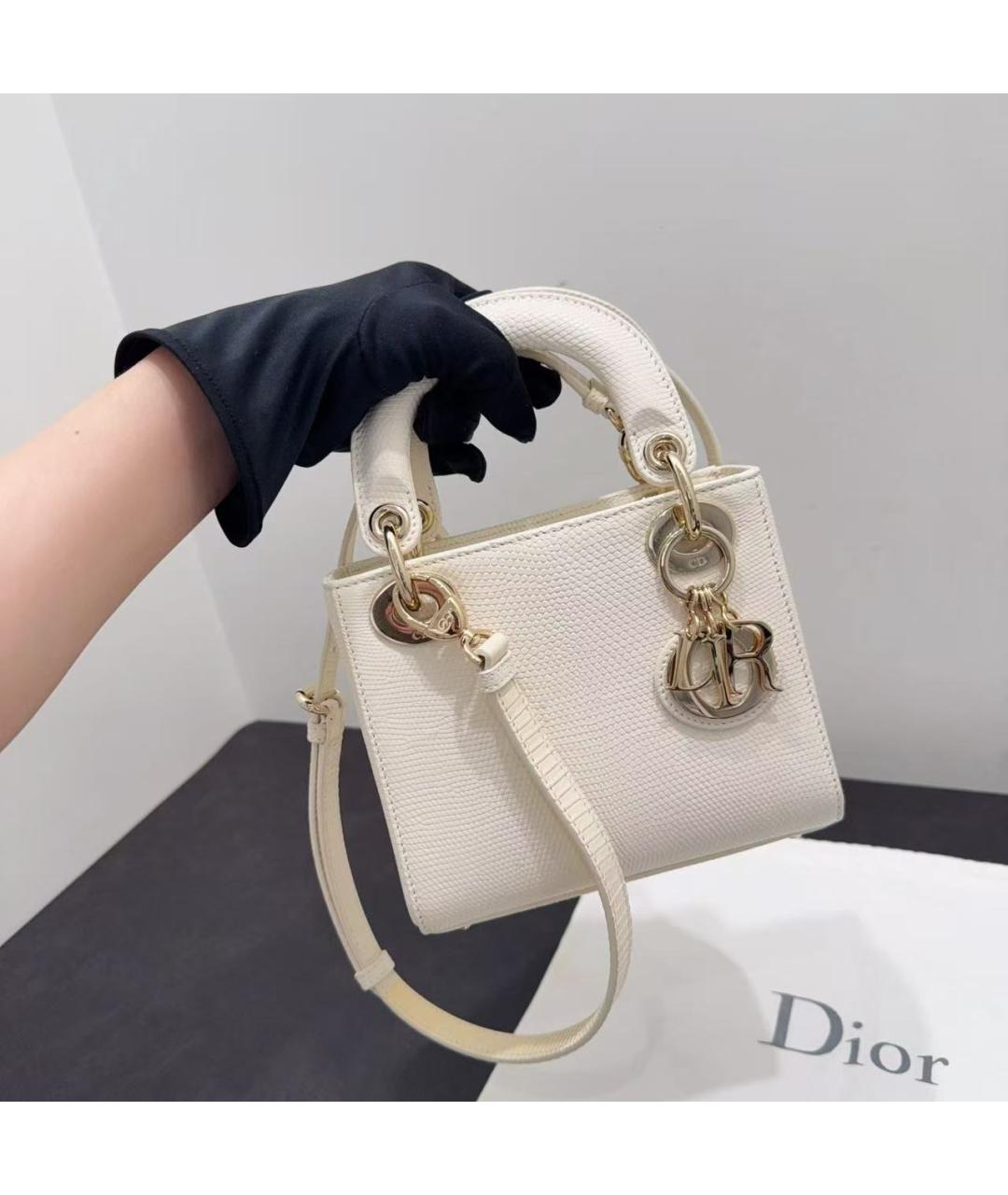 CHRISTIAN DIOR Белая кожаная сумка через плечо, фото 5