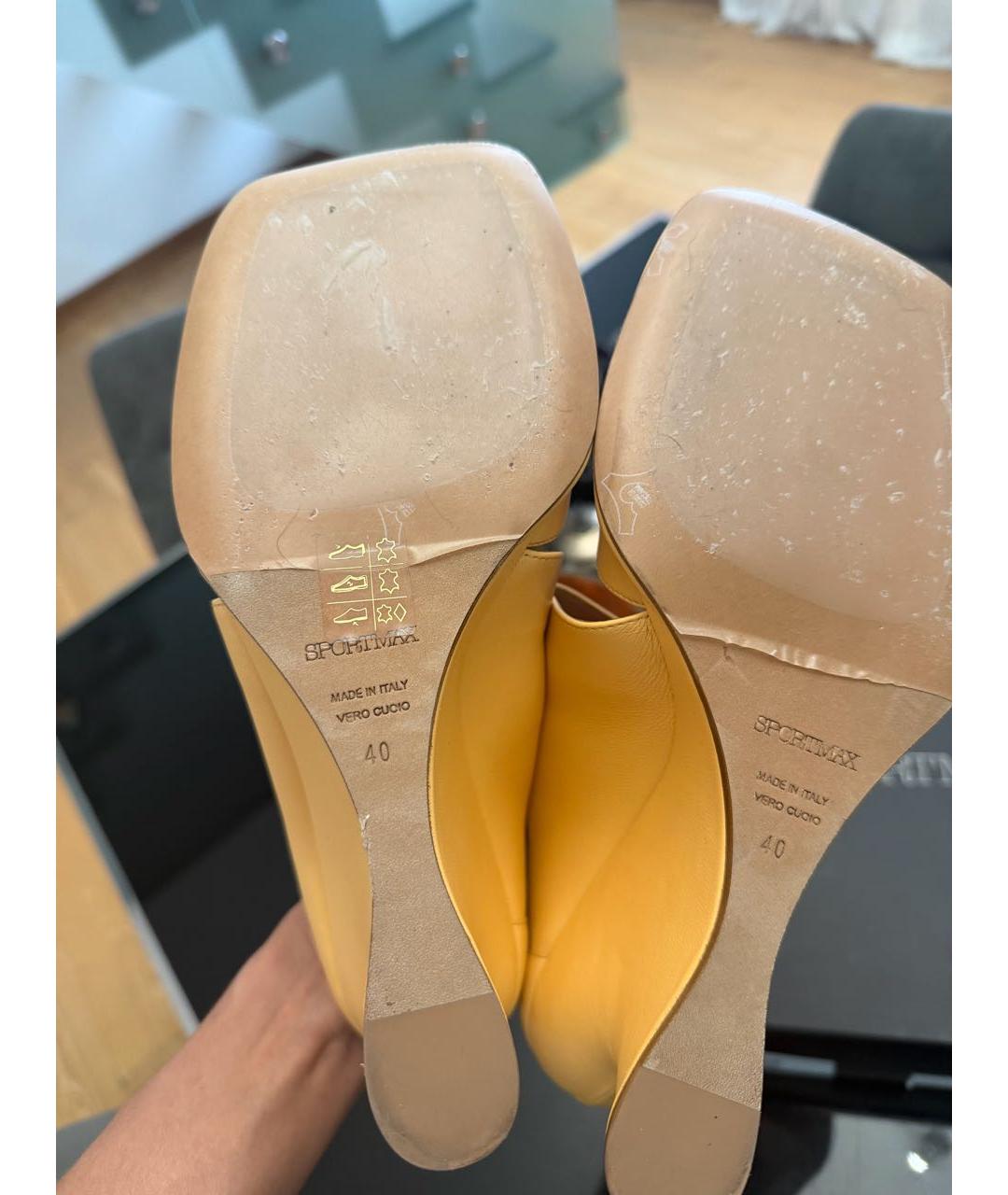 SPORTMAX Желтые кожаные сабо, фото 4