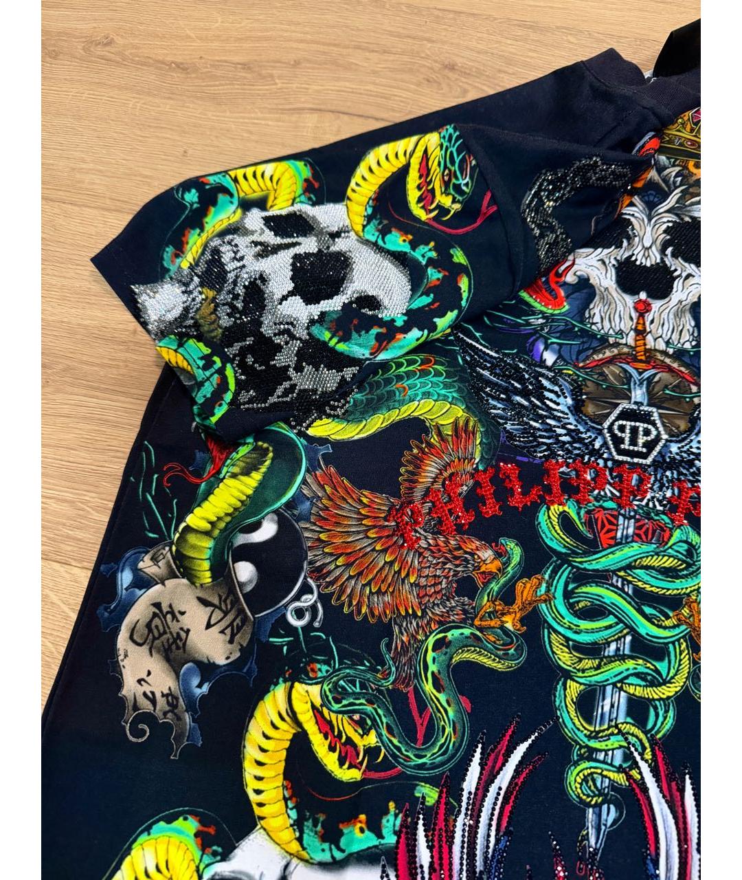PHILIPP PLEIN Черная хлопковая футболка, фото 4