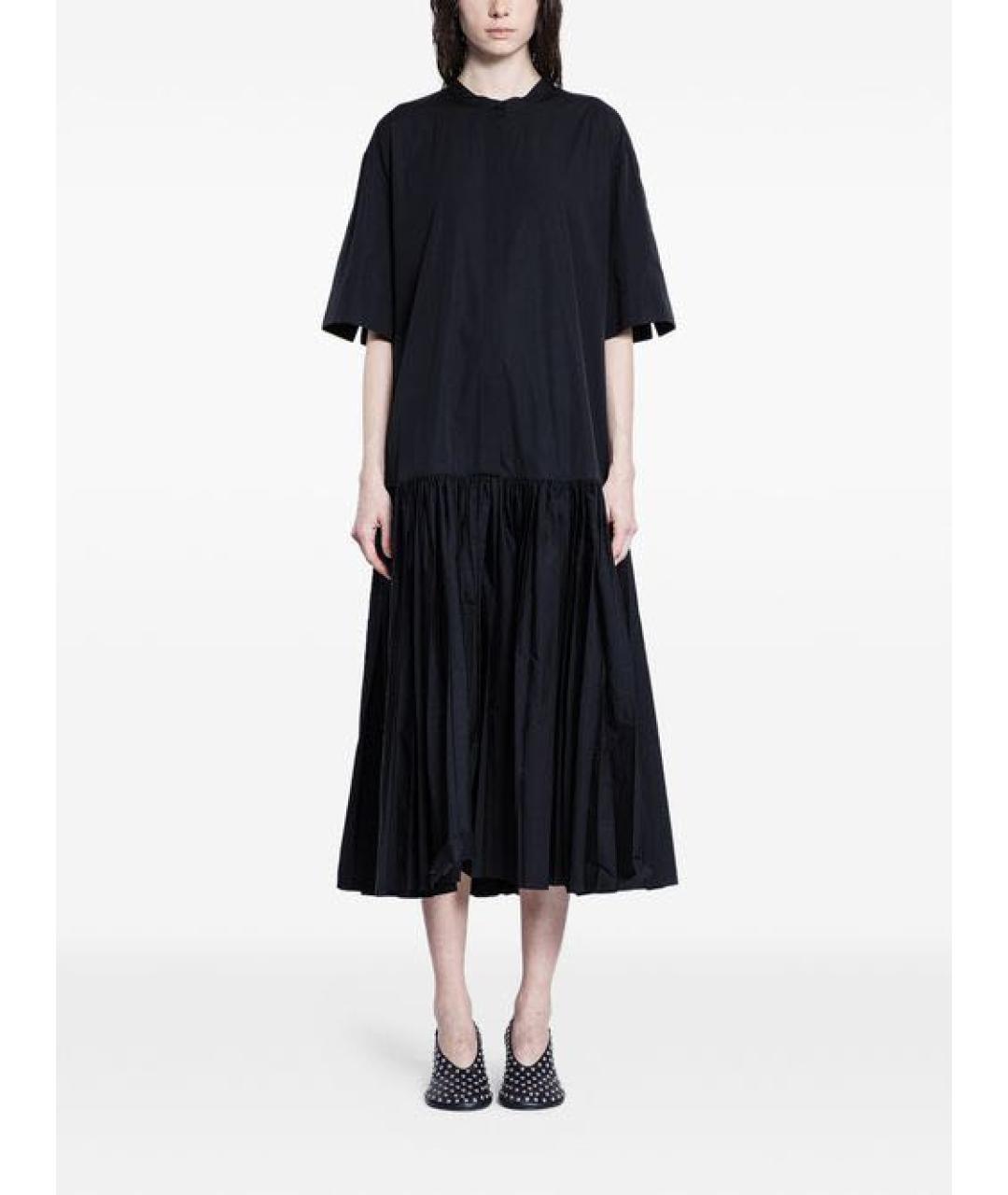JIL SANDER Черное хлопковое повседневное платье, фото 4