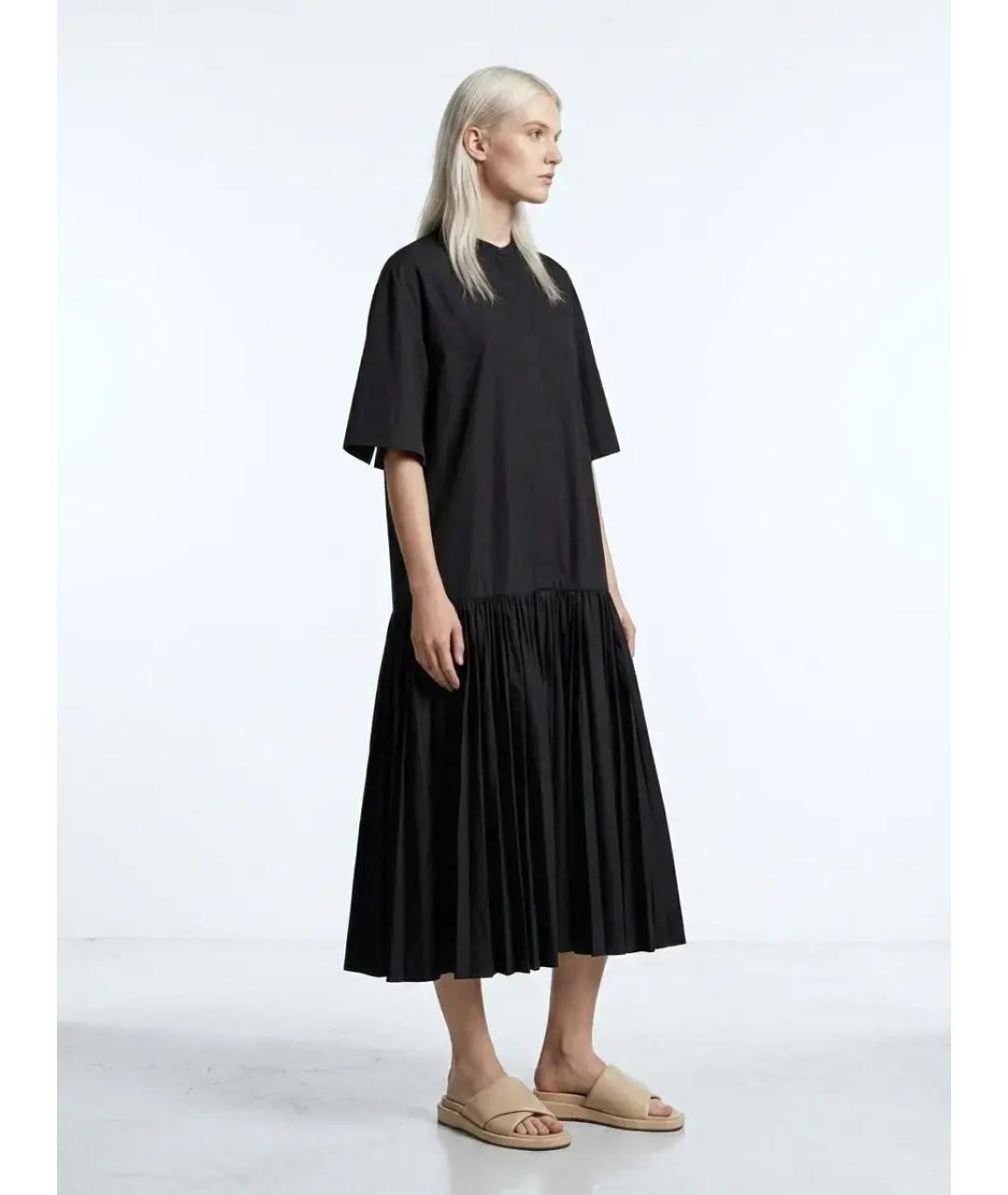 JIL SANDER Черное хлопковое повседневное платье, фото 2
