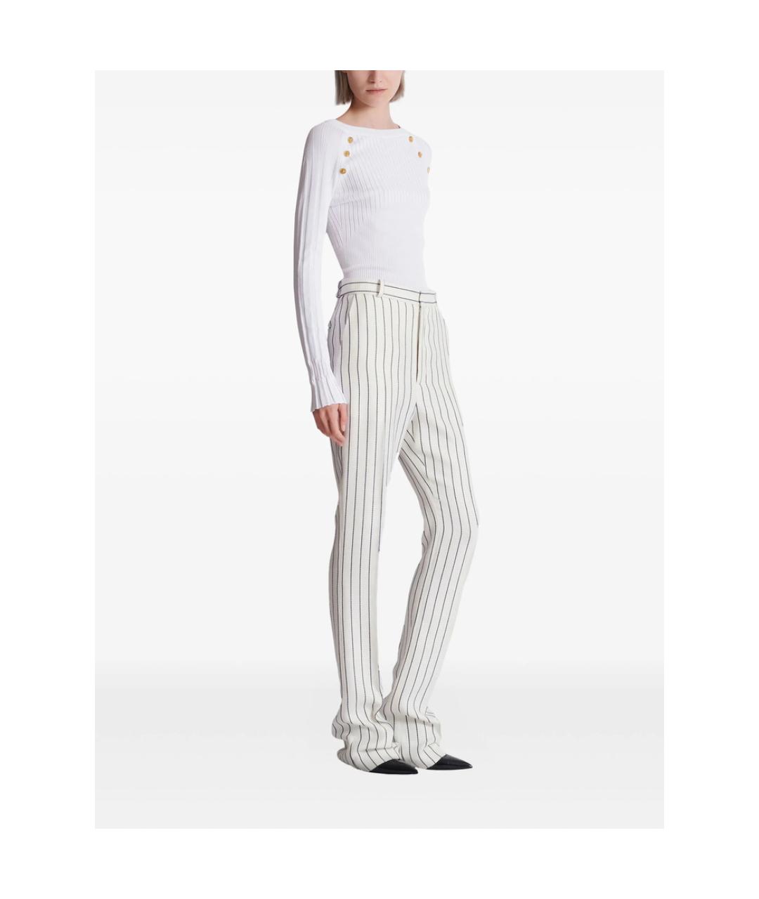 BALMAIN Белые льняные брюки узкие, фото 2