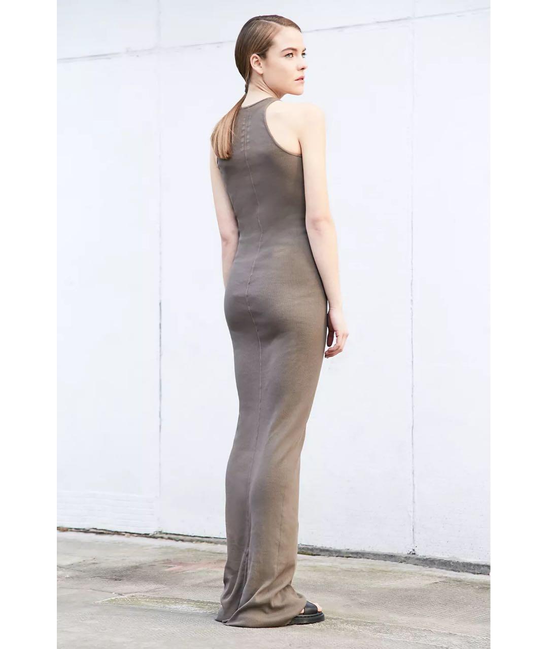 RICK OWENS Серое хлопковое повседневное платье, фото 4