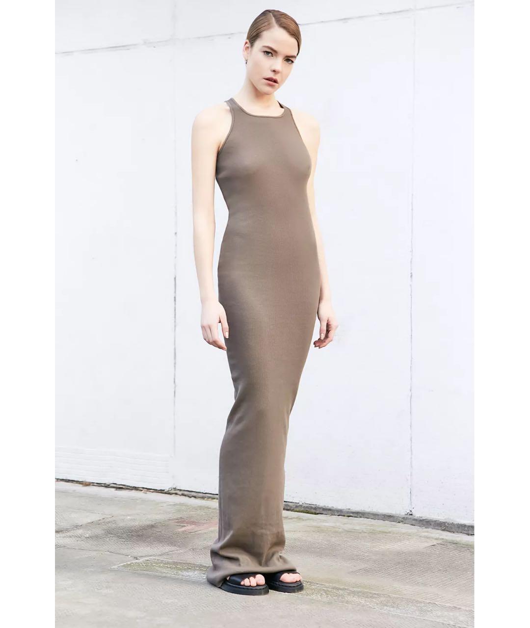 RICK OWENS Серое хлопковое повседневное платье, фото 3