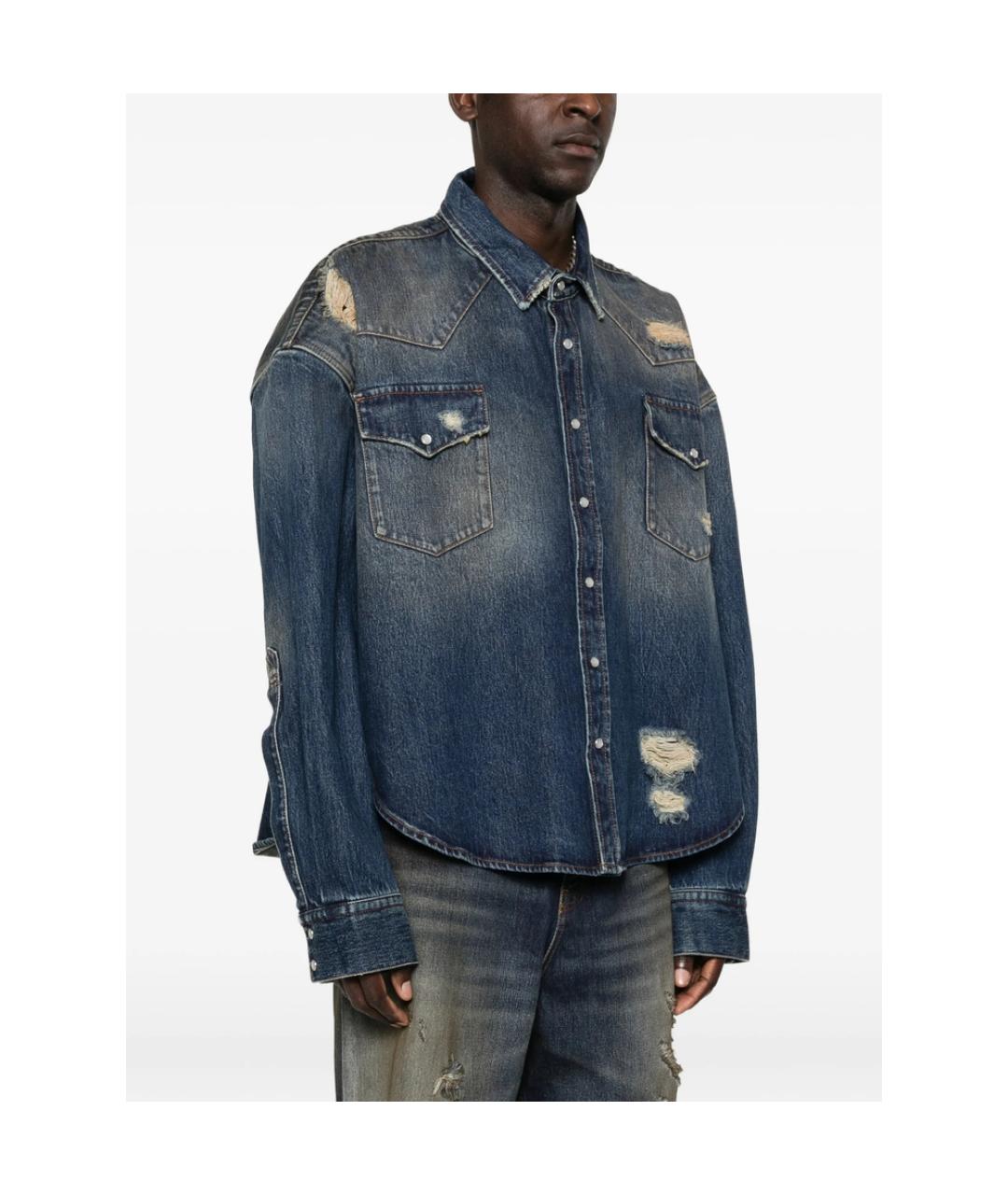 VETEMENTS Синяя хлопковая кэжуал рубашка, фото 3