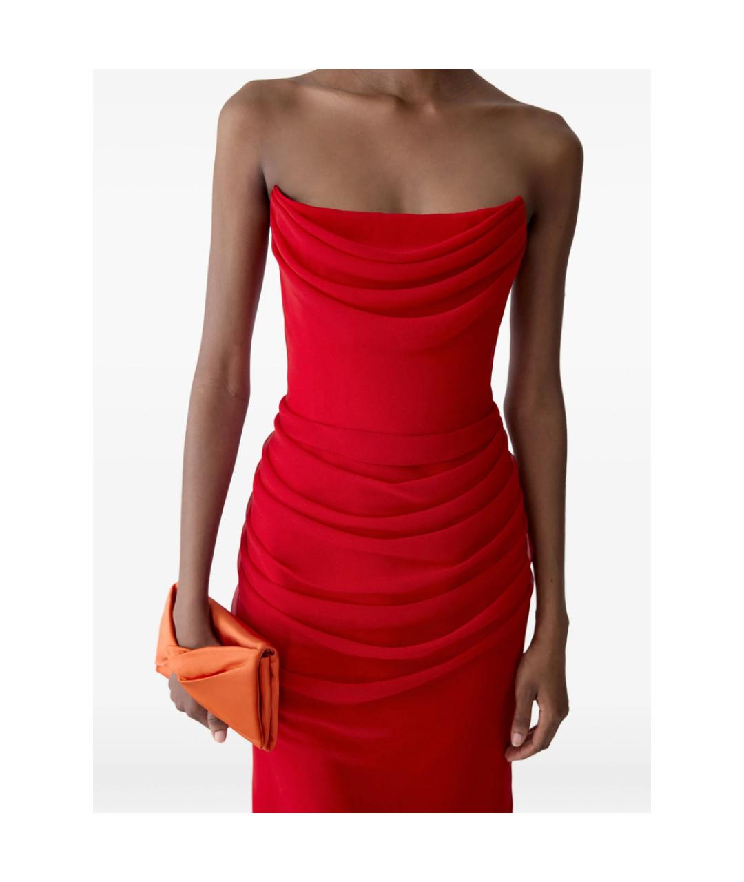 CAROLINA HERRERA Красное шелковое коктейльное платье, фото 3