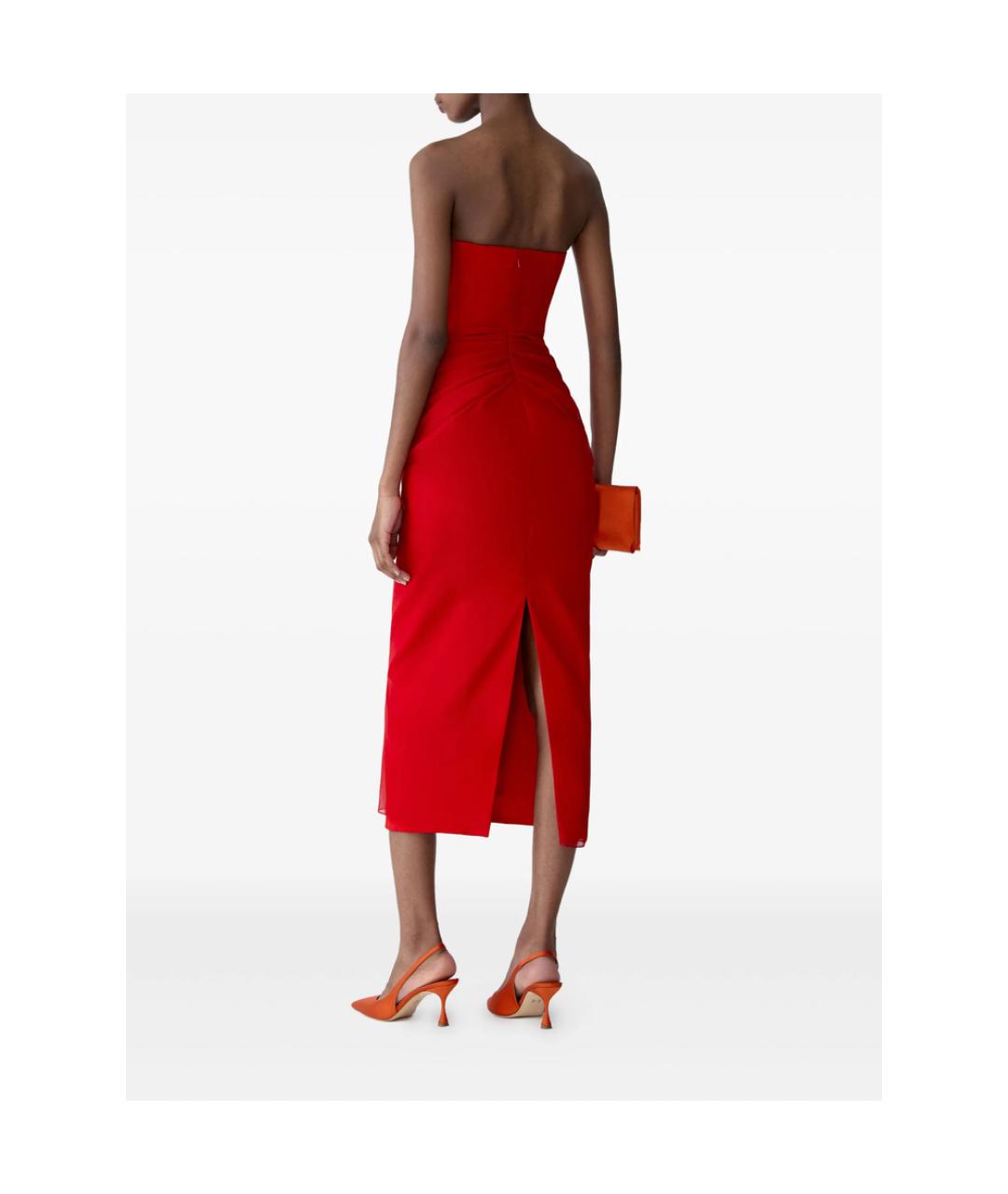 CAROLINA HERRERA Красное шелковое коктейльное платье, фото 2