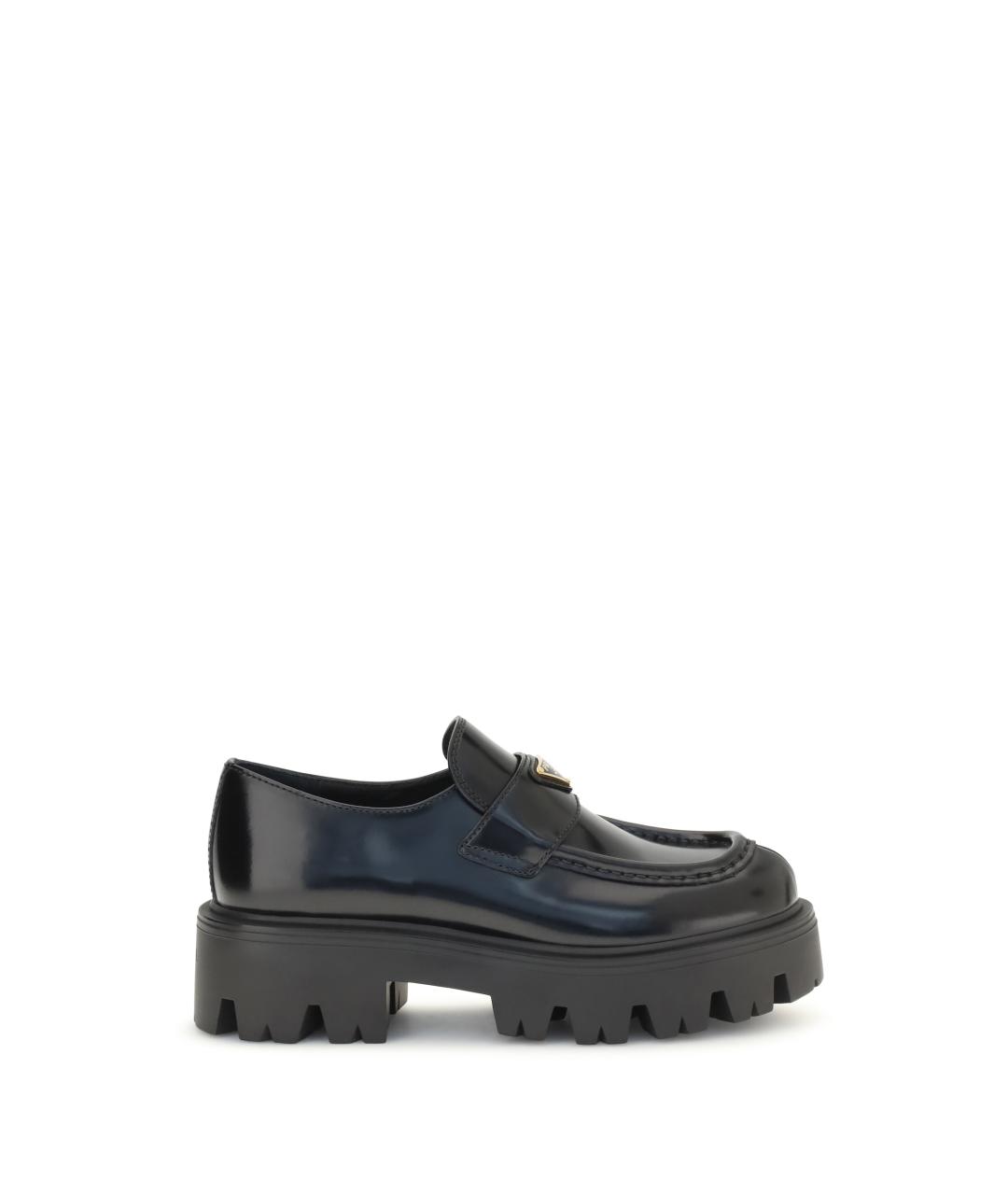 PRADA Черные кожаные лоферы, фото 1