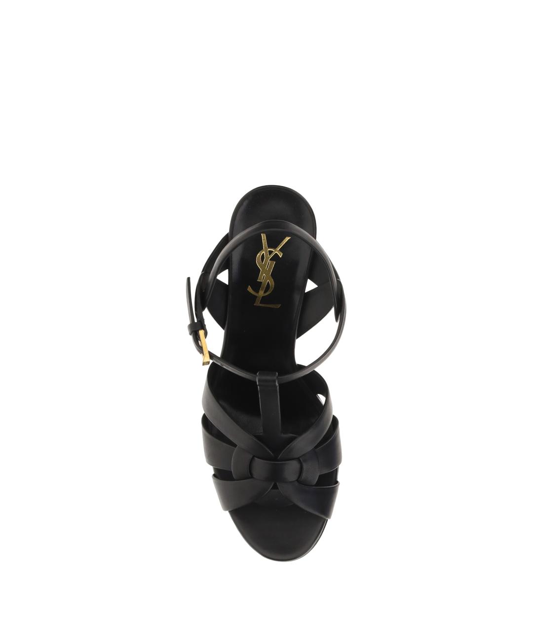 SAINT LAURENT Черные кожаные босоножки, фото 4