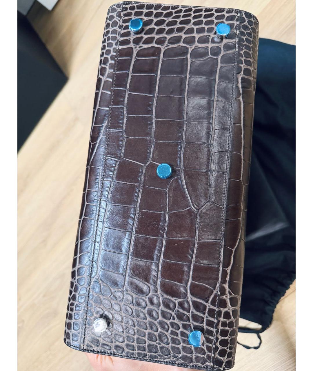 SAINT LAURENT Коричневая кожаная сумка тоут, фото 6